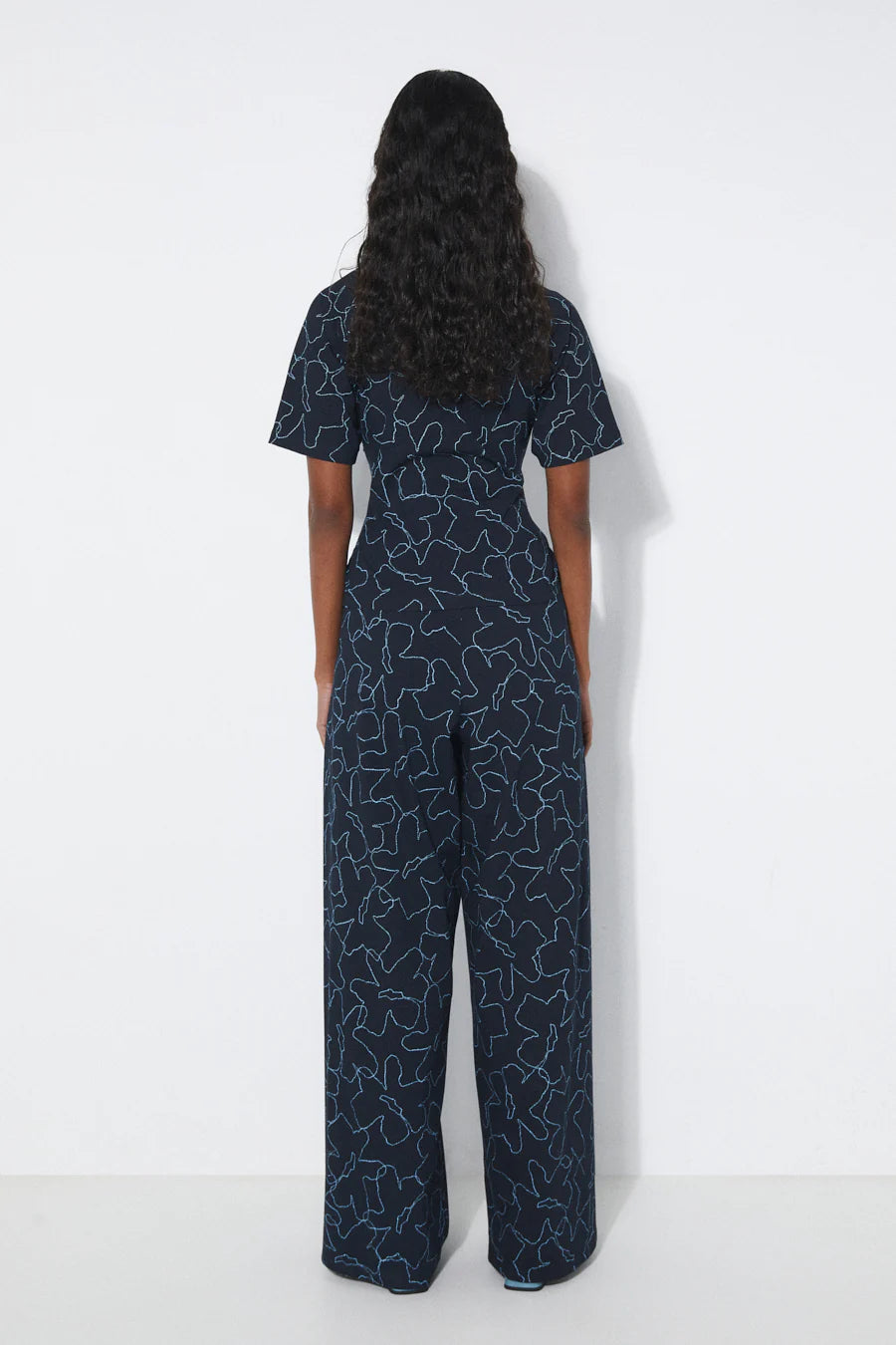 Georgia Top In Dark Blue Flowers