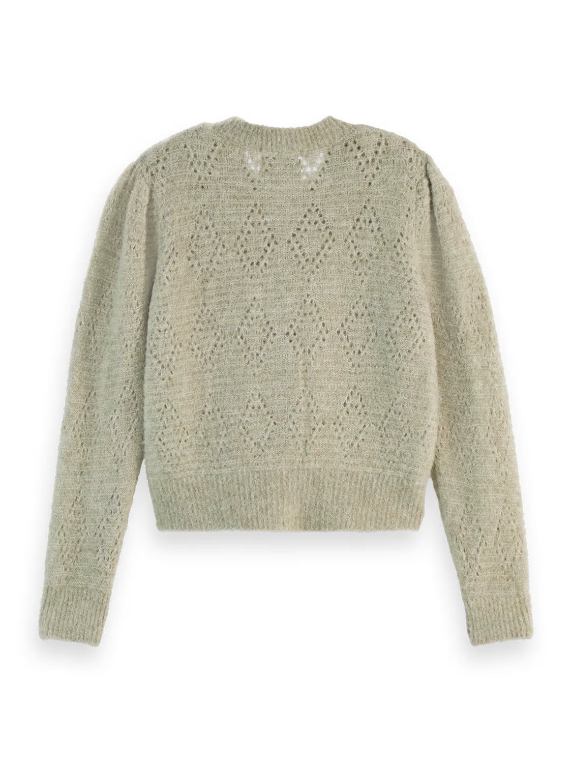 Bouclé Crewneck Cardigan In Washed Sage