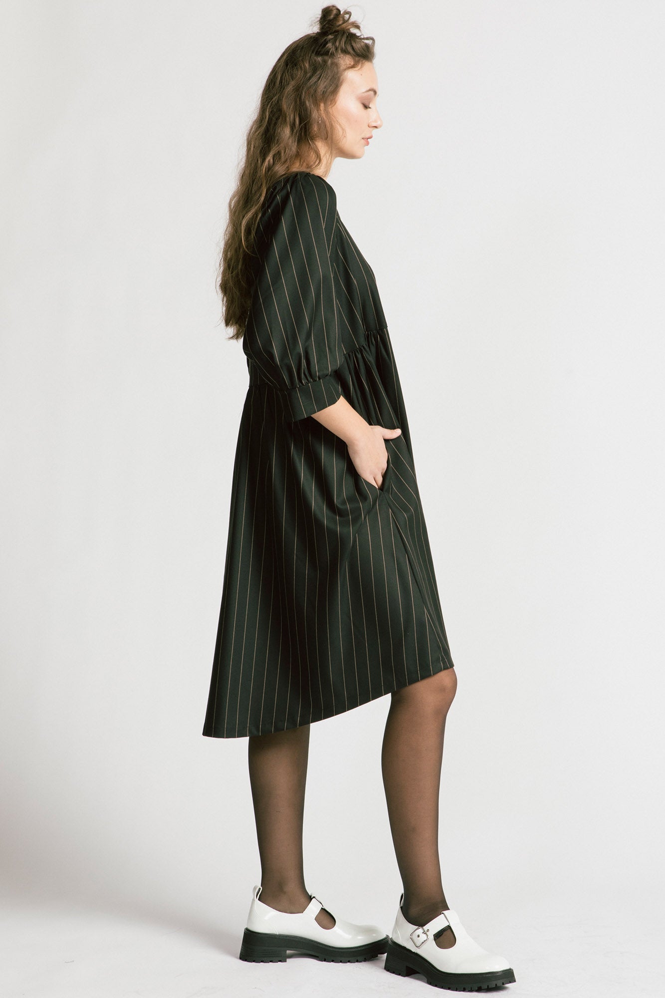 Notebook Dress In Pinstripe