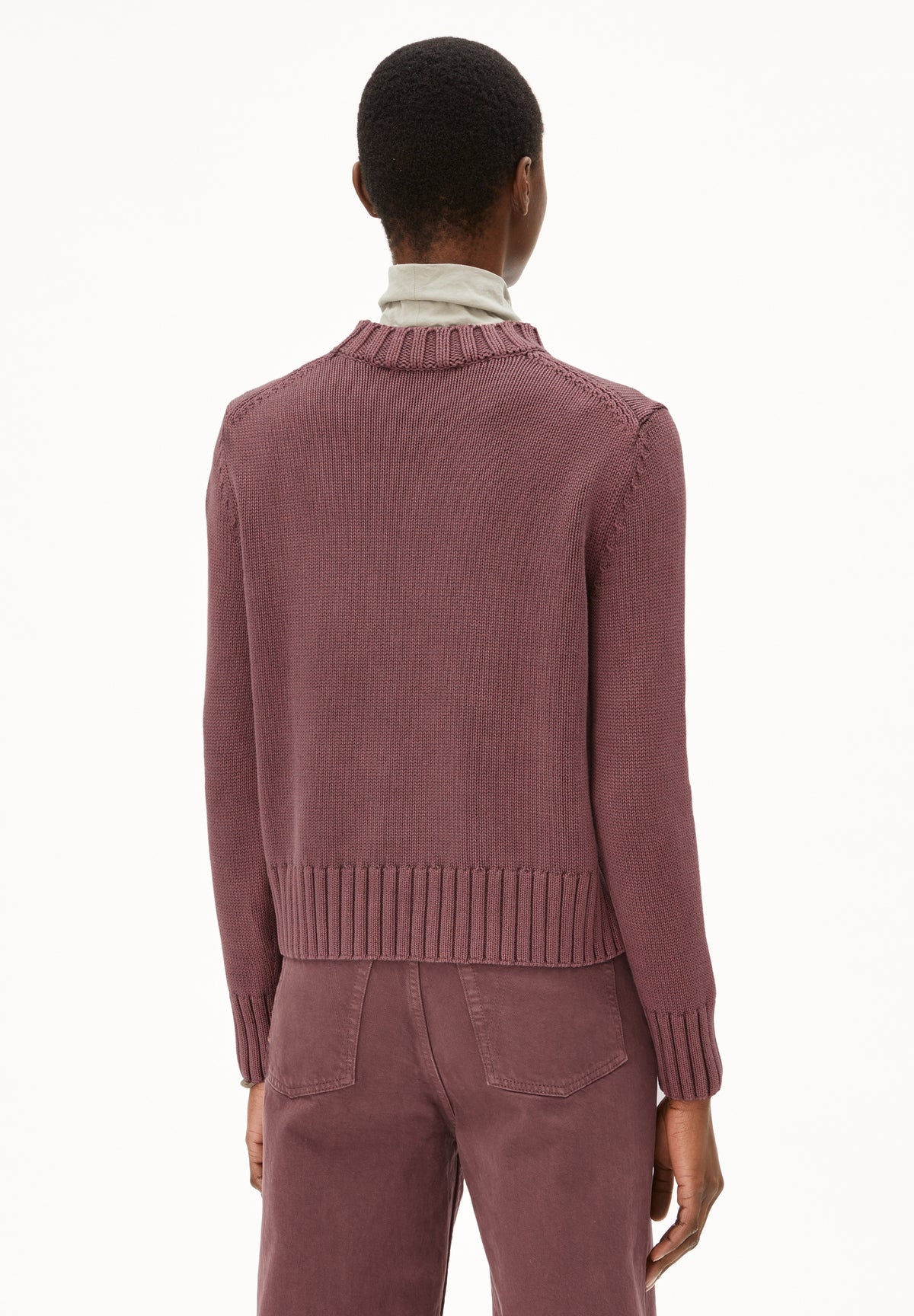 Amaliaas Cotton Knit Crewneck In dark Berry