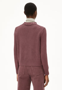 Amaliaas Cotton Knit Crewneck In dark Berry