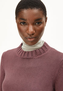 Amaliaas Cotton Knit Crewneck In dark Berry