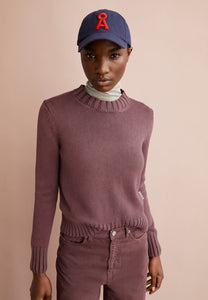 Amaliaas Cotton Knit Crewneck In dark Berry