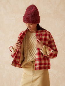 Checkered Wool Bomber In Red & Cream