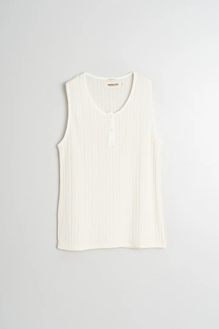 Double Button Tank In White