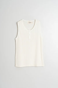 Double Button Tank In White