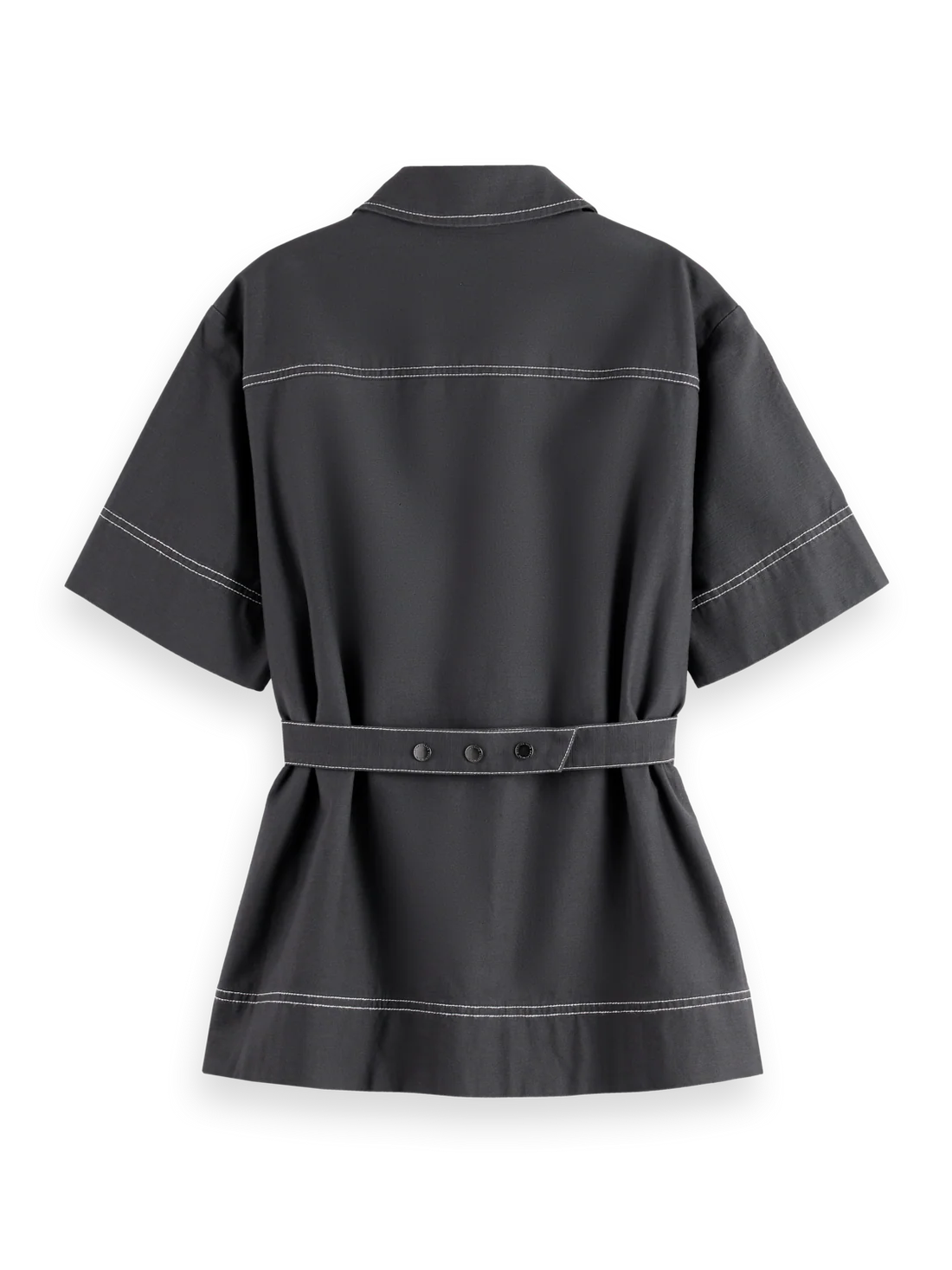 Patch Pocket Short Sleeve Shirt In Charcoal Art