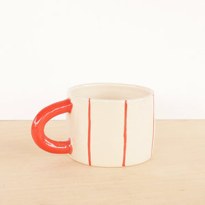 Handmade Stripes Mug in Poppy