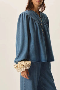 Laura Denim Blouse In Bleach