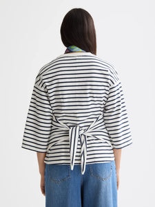 Washed Stripe Breton Top In Navy White