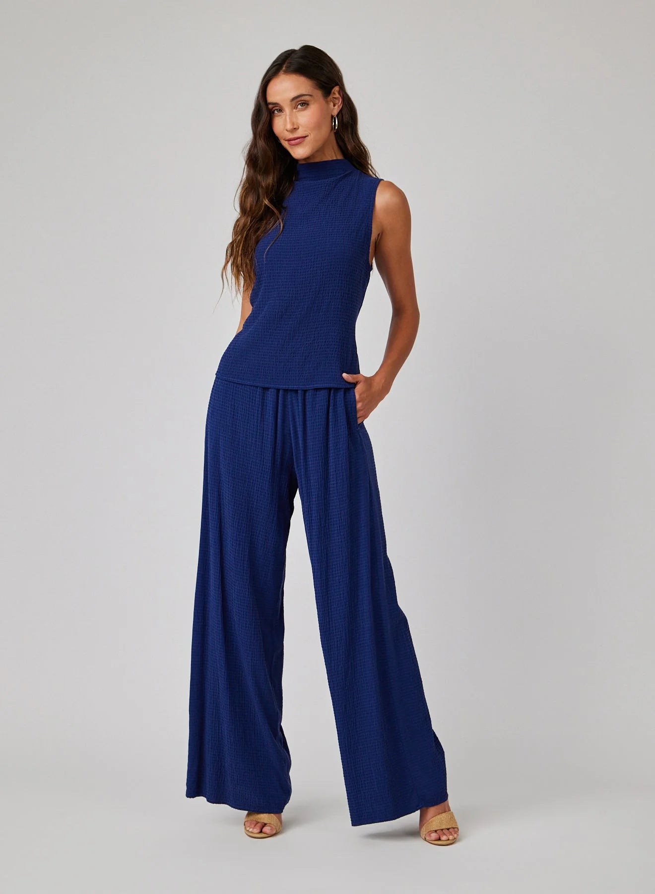 Clean Wide Leg Pant In Navy Coast