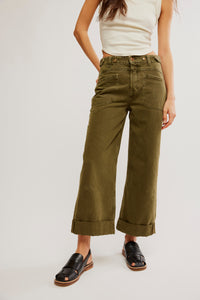 Palmer Cuffed Jean In Army Green