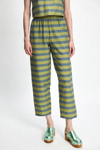 Kronk Striped Cropped Pant in Blue & Green
