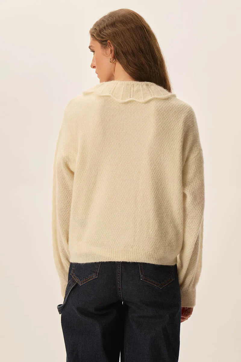 Capucine Collared Cardigan In Cream