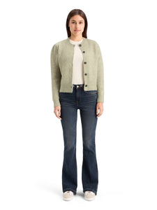 Bouclé Crewneck Cardigan In Washed Sage