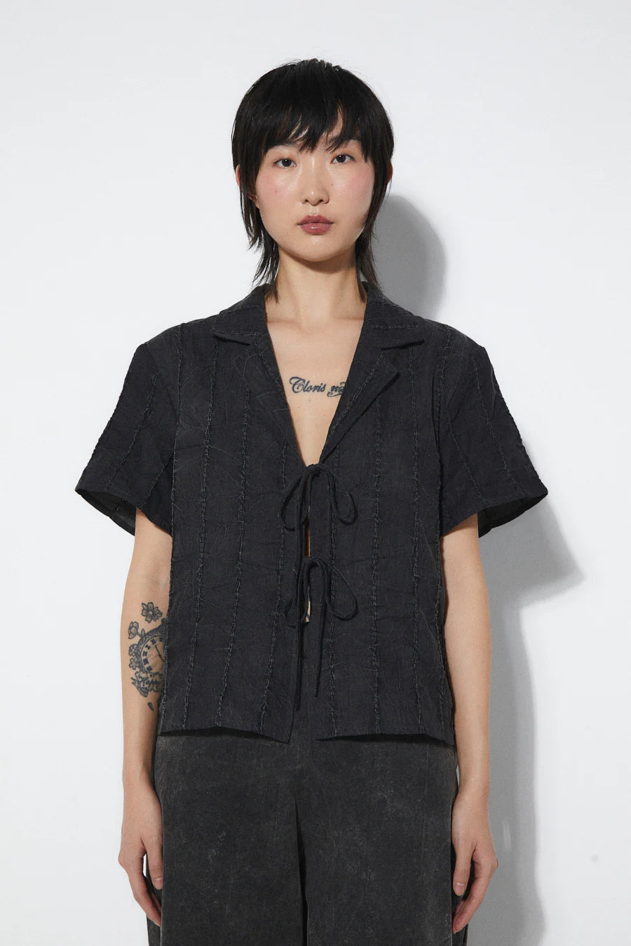 Doreen Tie Top In Vintage Black