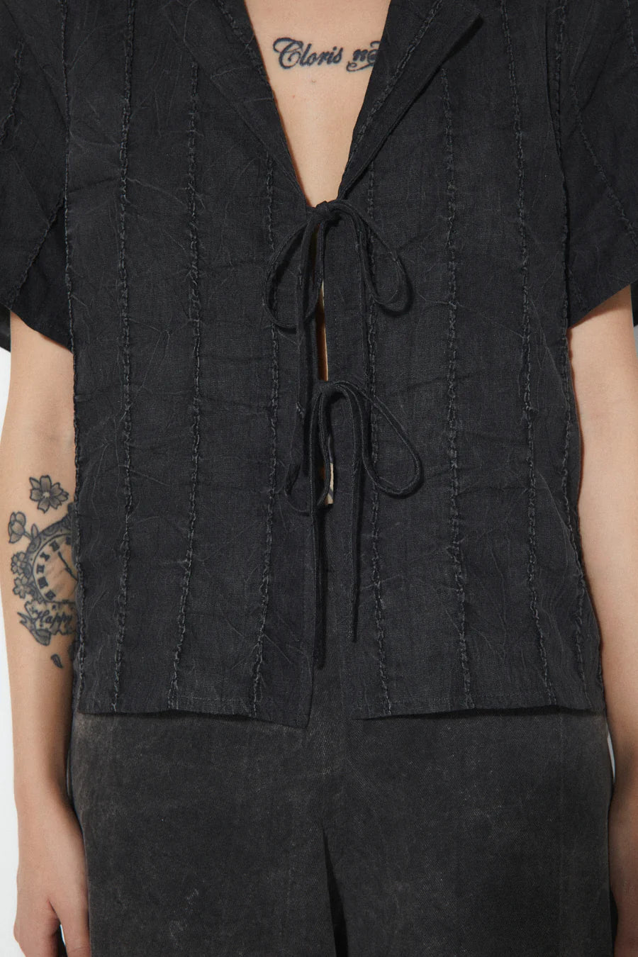 Doreen Tie Top In Vintage Black