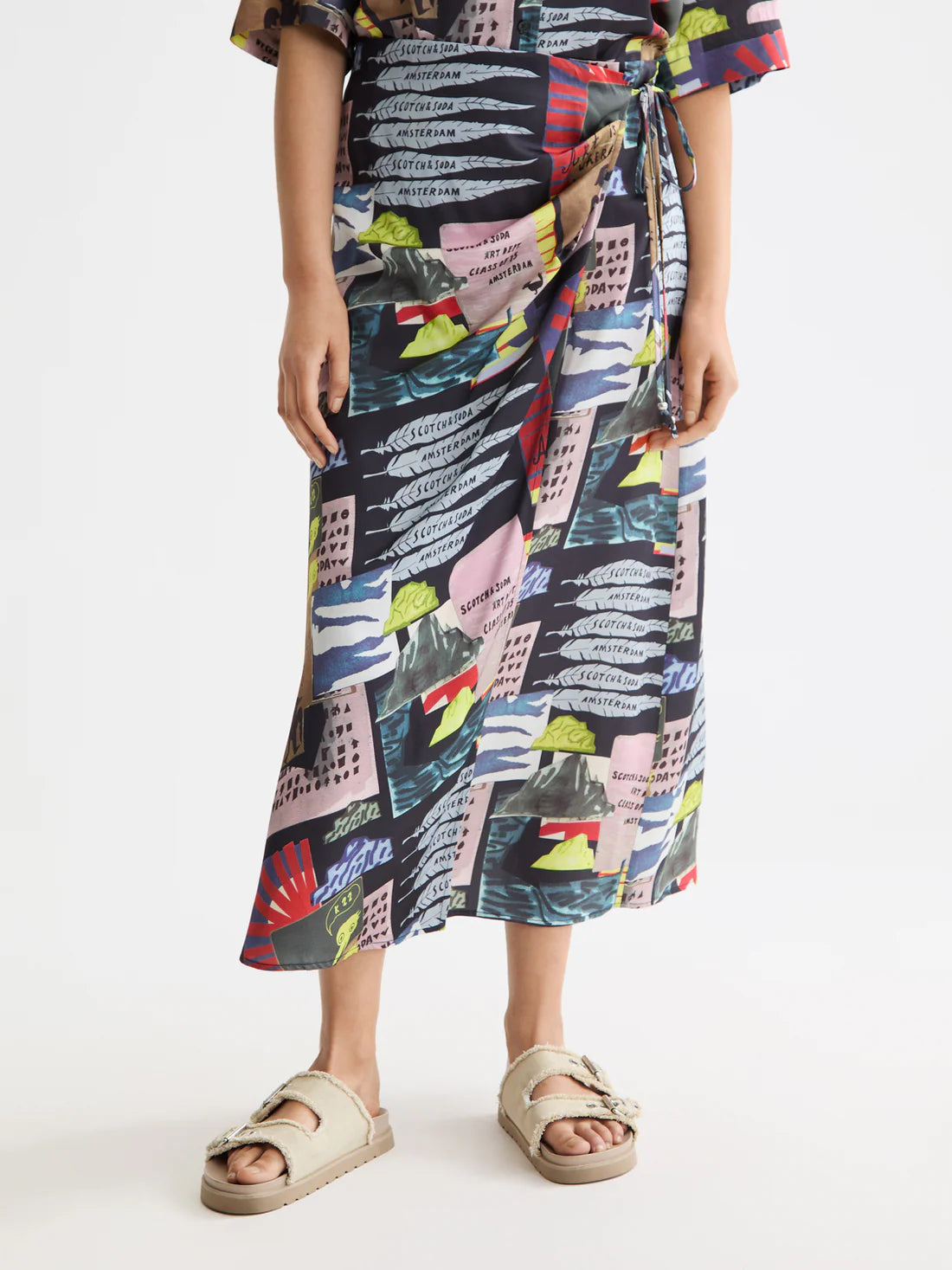 Midi Wrap Skirt In Art Department Collage