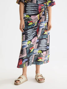 Midi Wrap Skirt In Art Department Collage