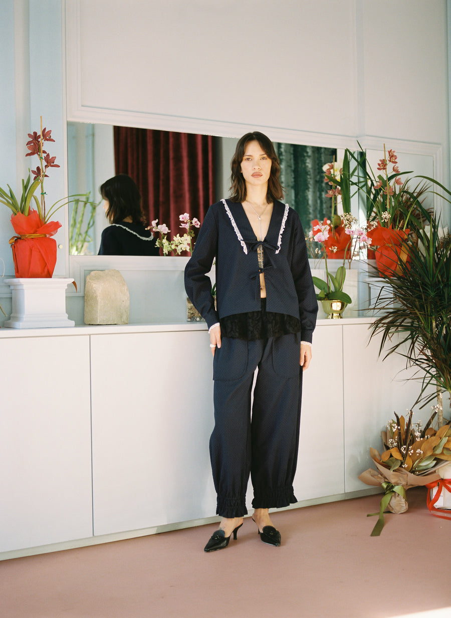 Bloome Pants In Navy Dimple
