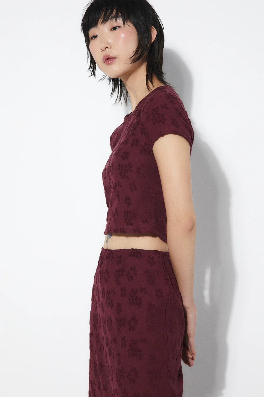 Gloria Knit T-Shirt In Burgundy