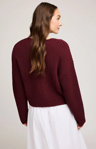 Spencer V-Neck Knit Sweater In Merlot