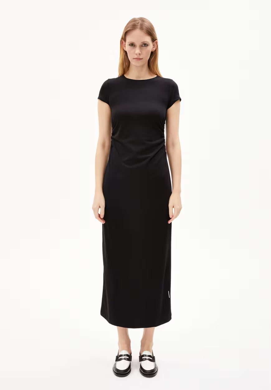 Adaaja Ruched Tshirt Dress In Black