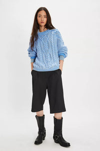 Frankie Cable Knit Sweater In Della Robbia Blue