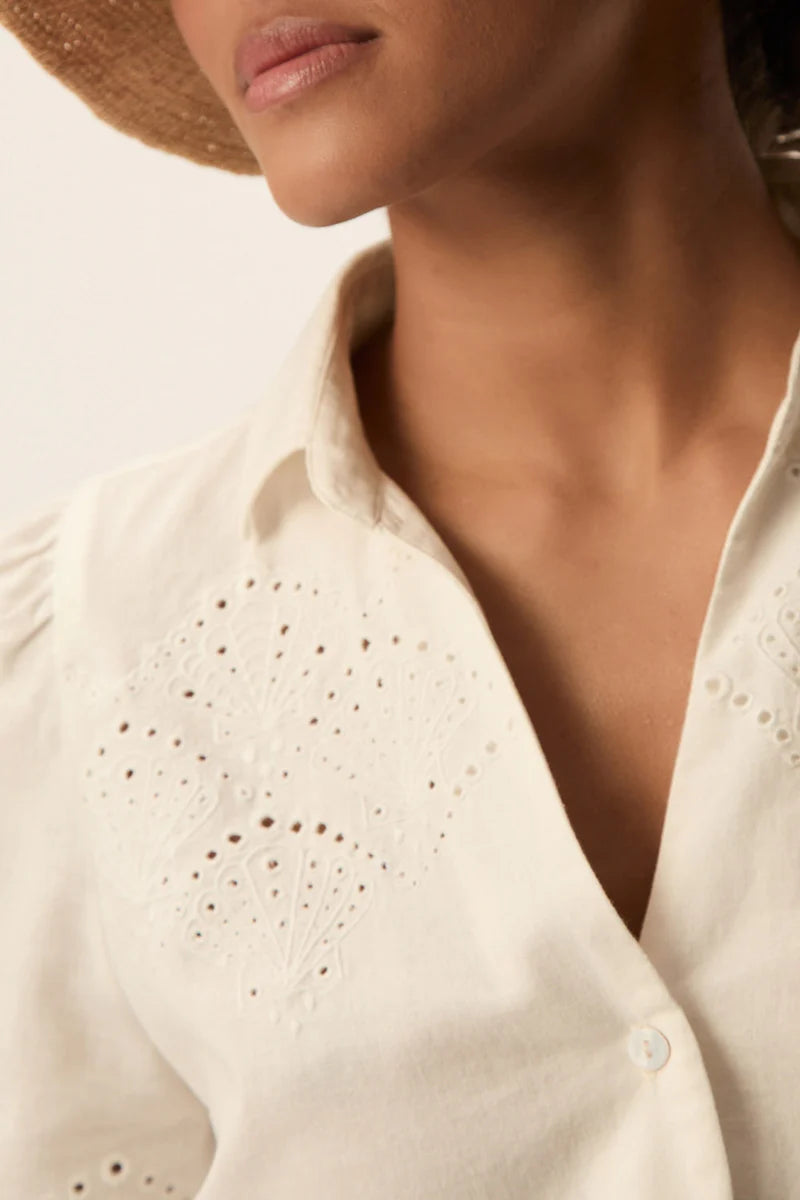 Tamino Linen Collared Shirt In White
