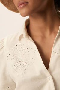 Tamino Linen Collared Shirt In White