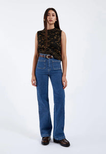 Moxy Straight Patch Pocket Denim In Cape Mid Retro