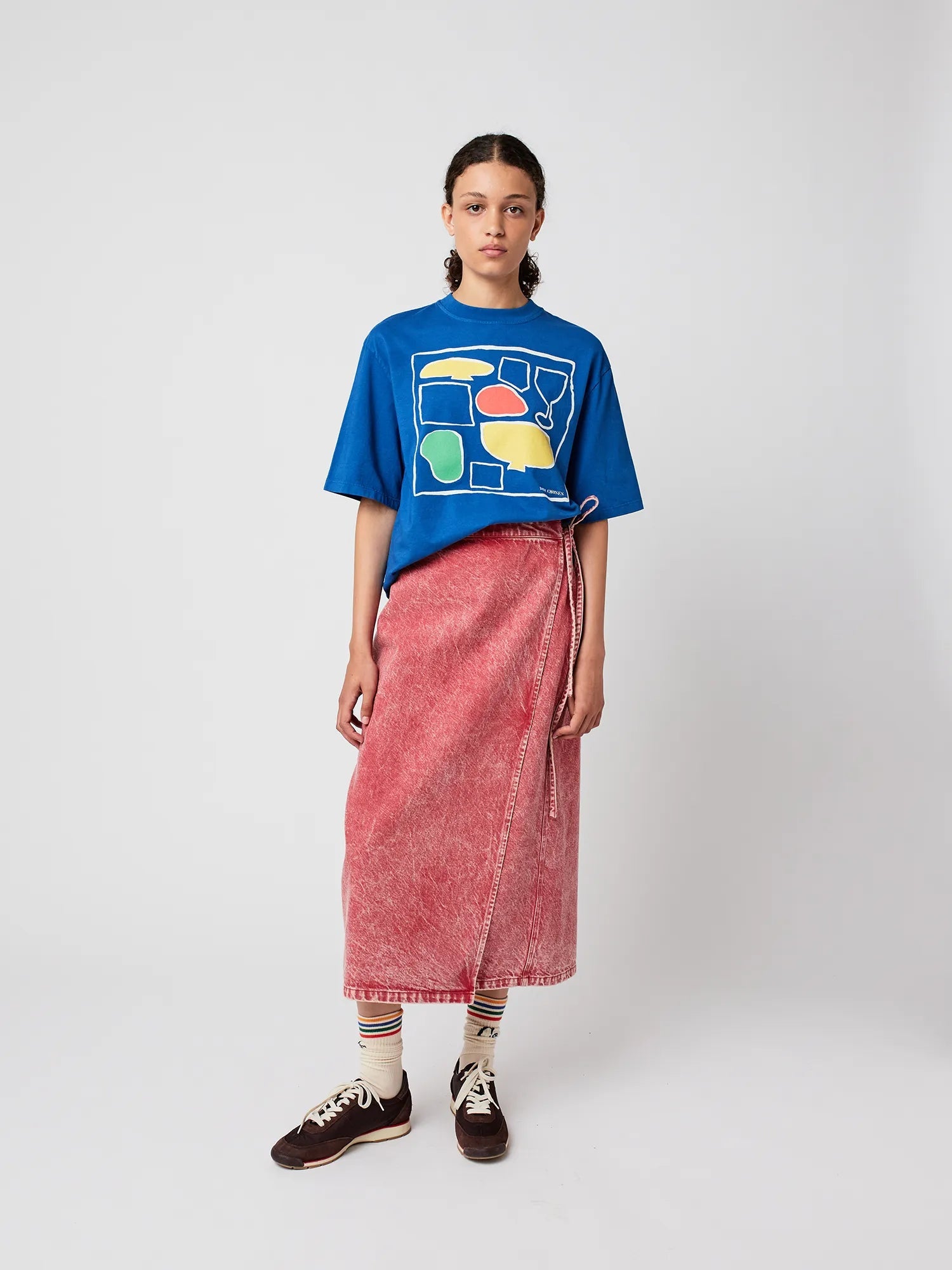 Wrapped Cotton Skirt In Faded Red