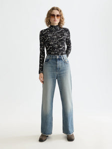 All Over Printed Mock Neck In Moon Gardening