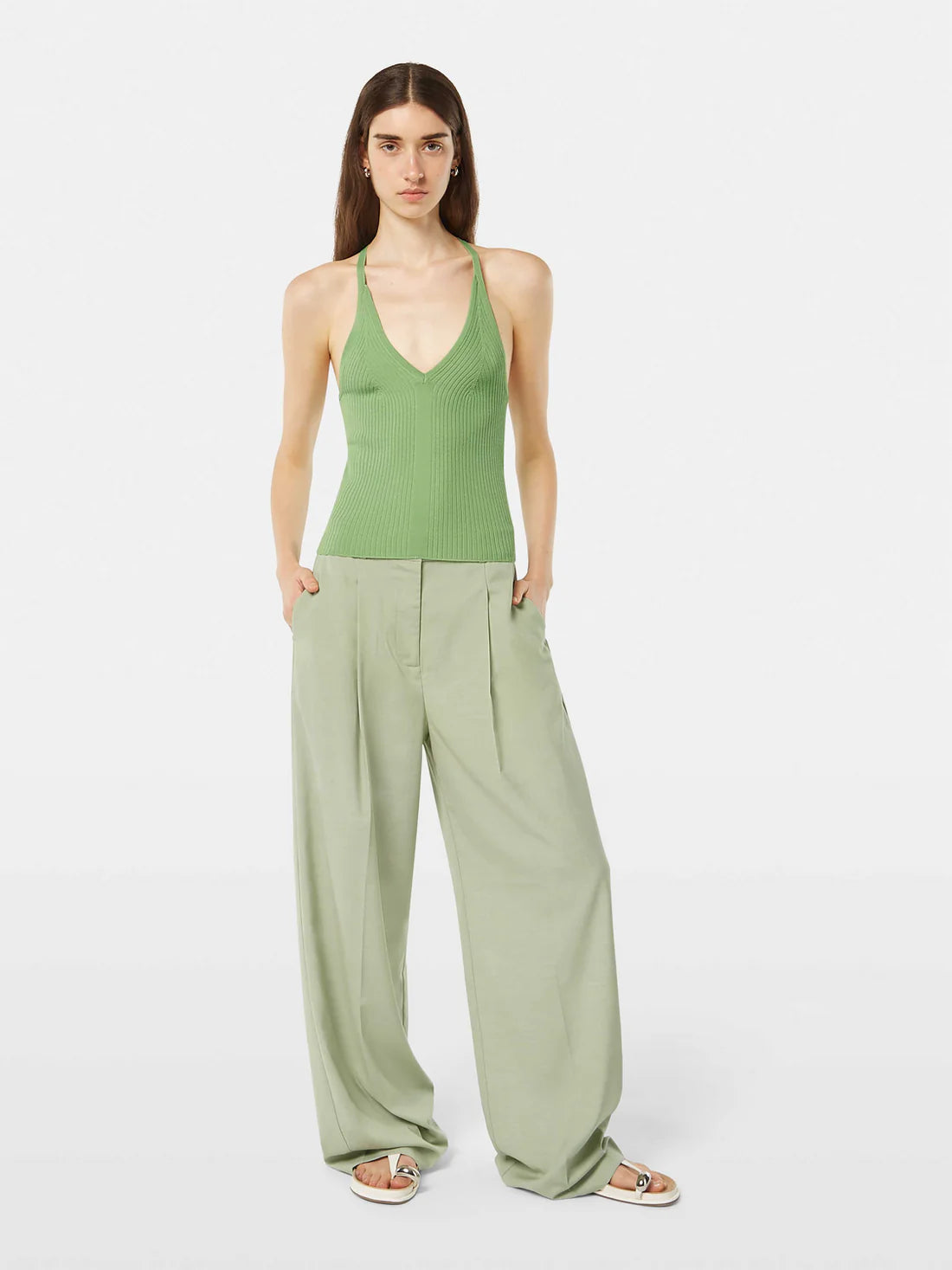 Rib Racer Knit Tank In Pistachio