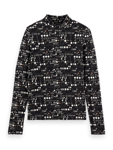 All Over Printed Mock Neck In Moon Gardening