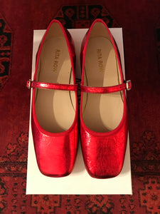 Verda Ballerina Flats In Metallic Red