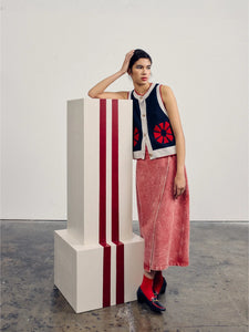 Wrapped Cotton Skirt In Faded Red