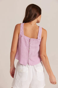 Square Neck Linen Tank in Light Orchid