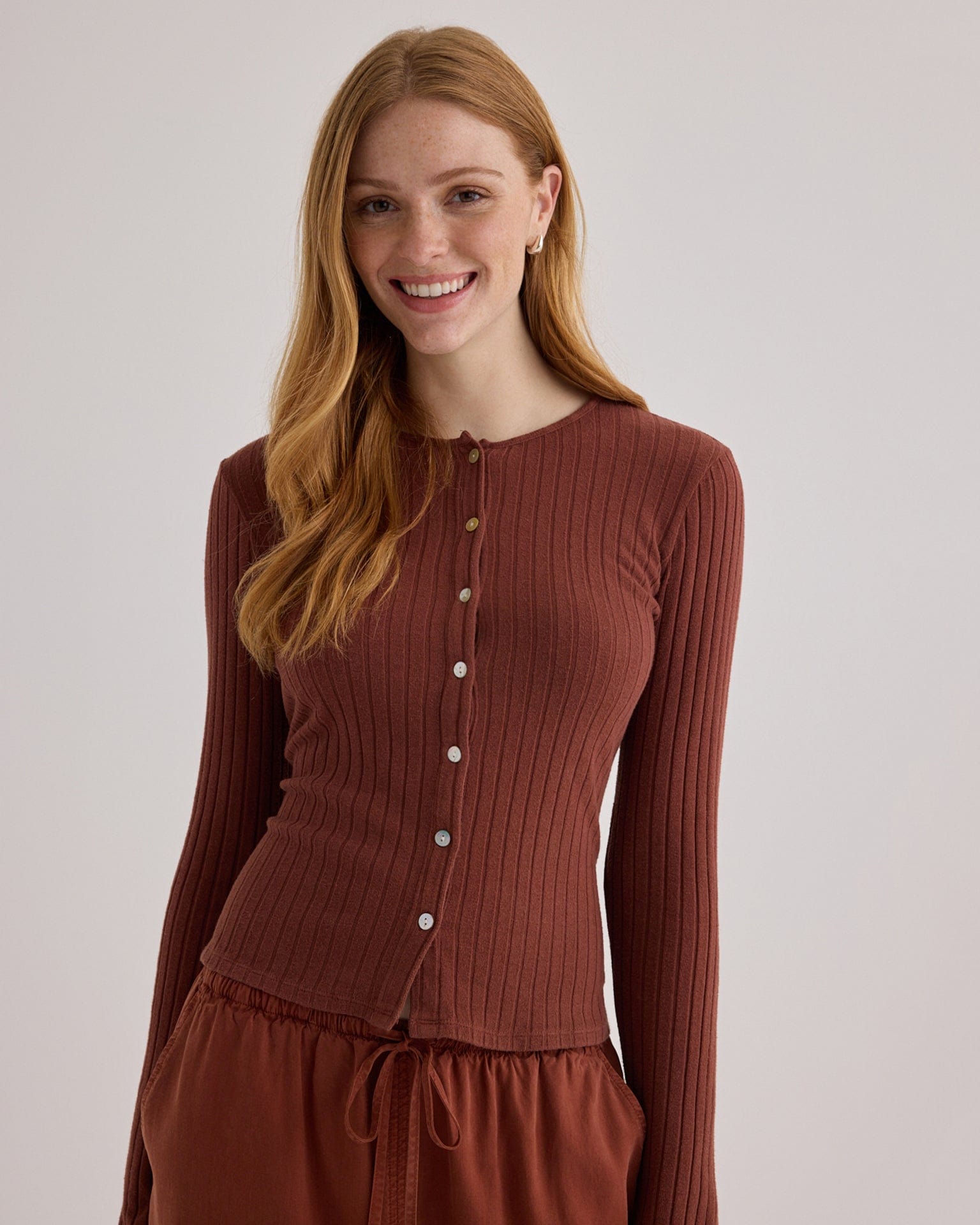 Long Sleeve Cardigan In Autumn Amber