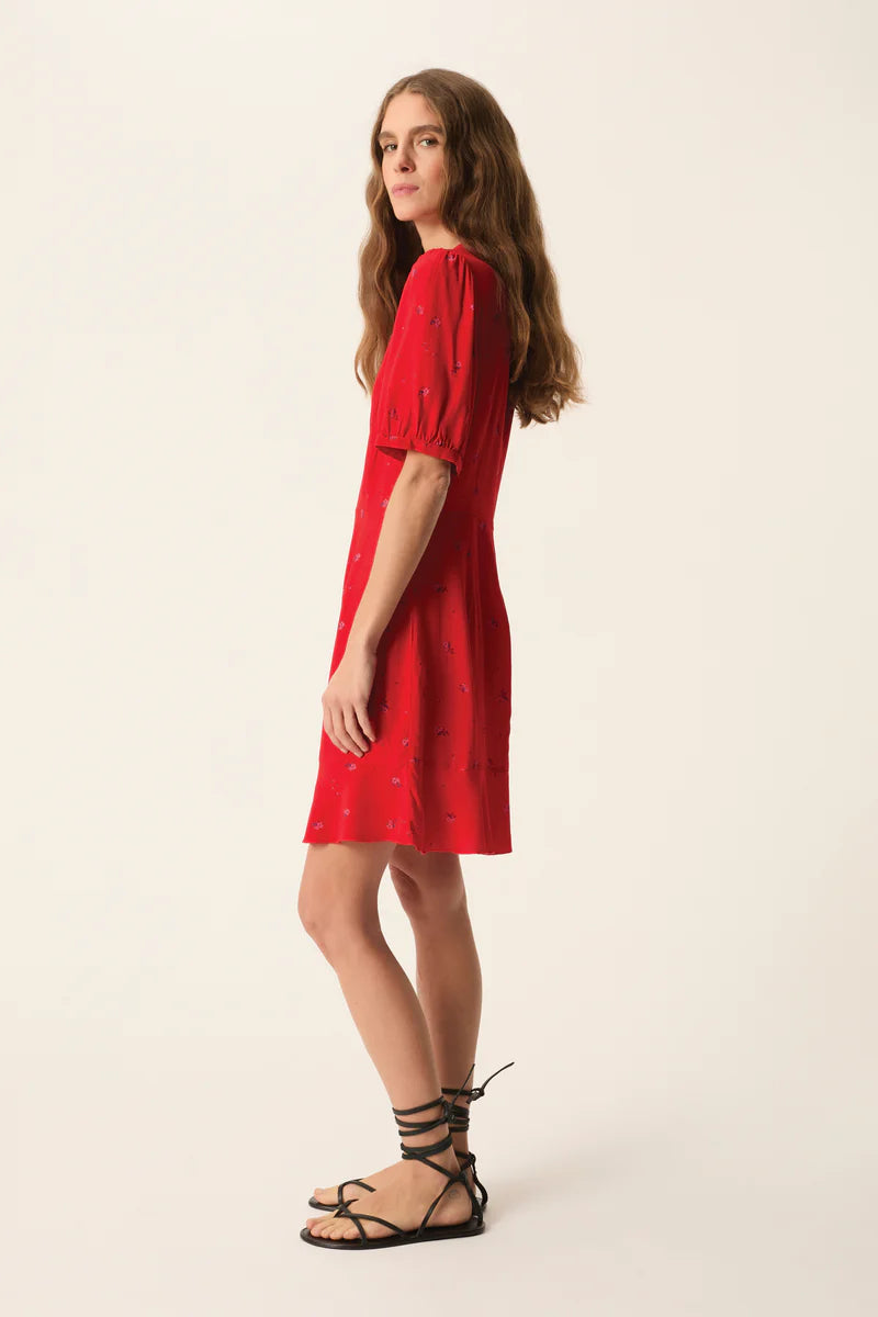 Eleana Floral Mini Dress In Red