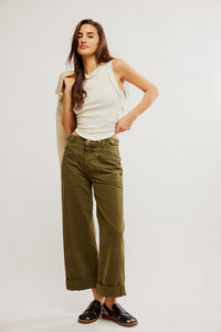 Palmer Cuffed Jean In Army Green