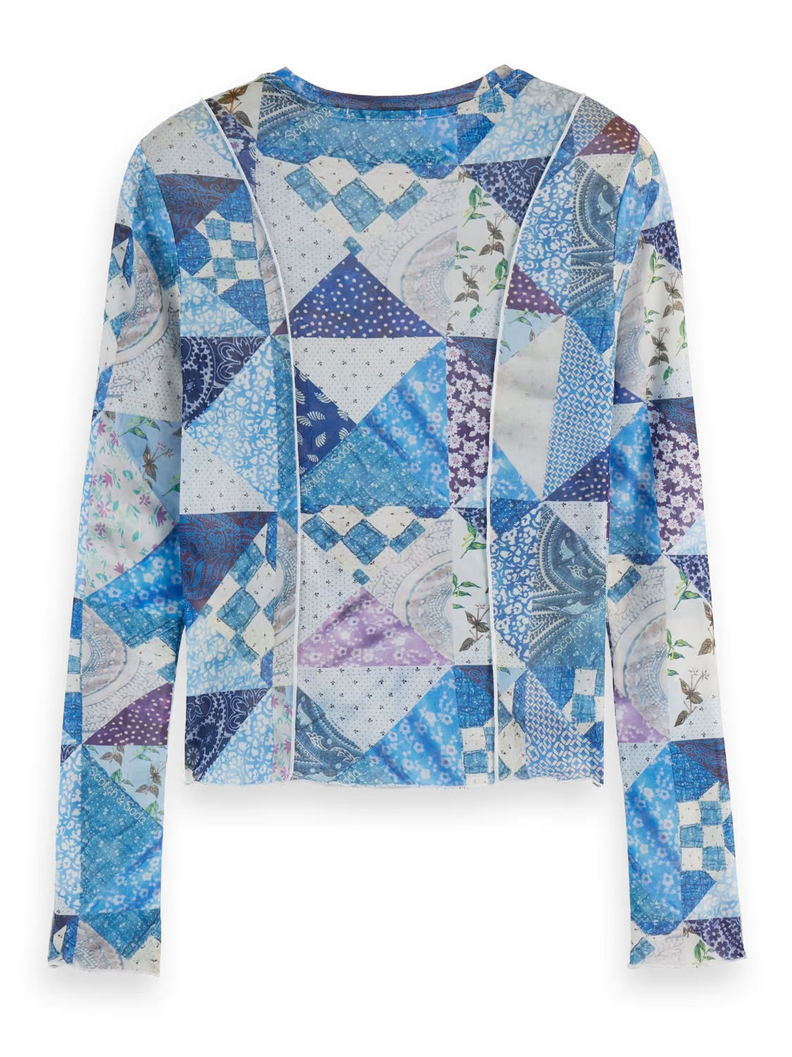 Quilted Print Mesh Long Sleeve