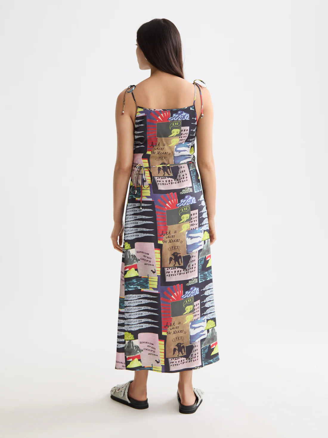 Midi Slip Dress In Art Department Collage