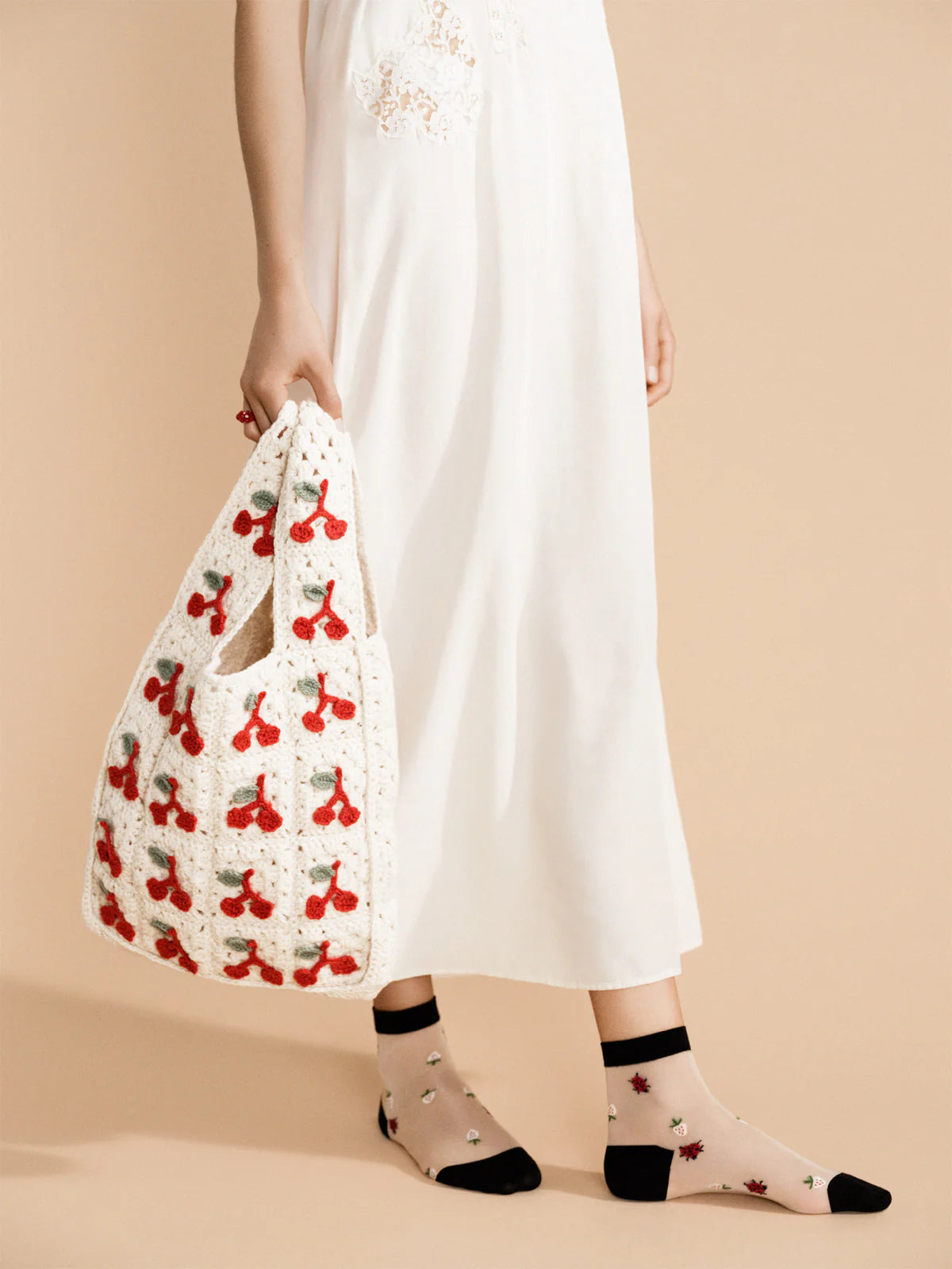 Cherries Crochet Shopper Bag