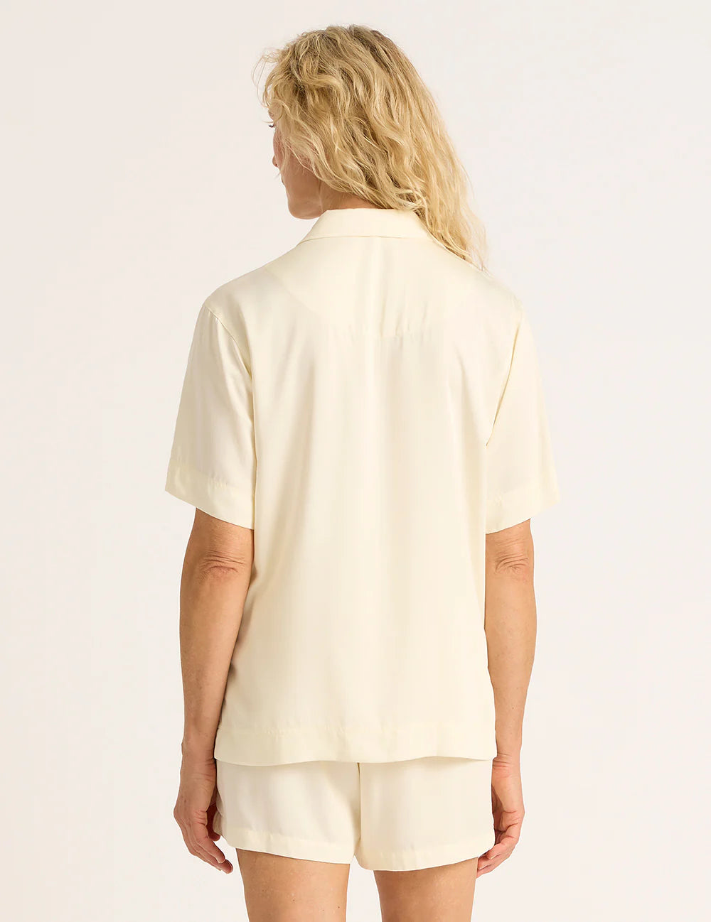 Vegan Silk Short Sleeve Sleep Shirt In Pearl