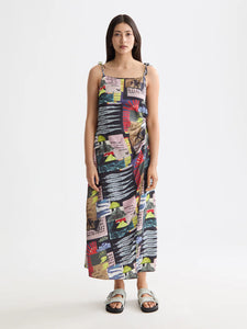 Midi Slip Dress In Art Department Collage