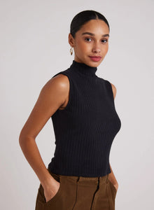 Sleeveless Mockneck Top In Black