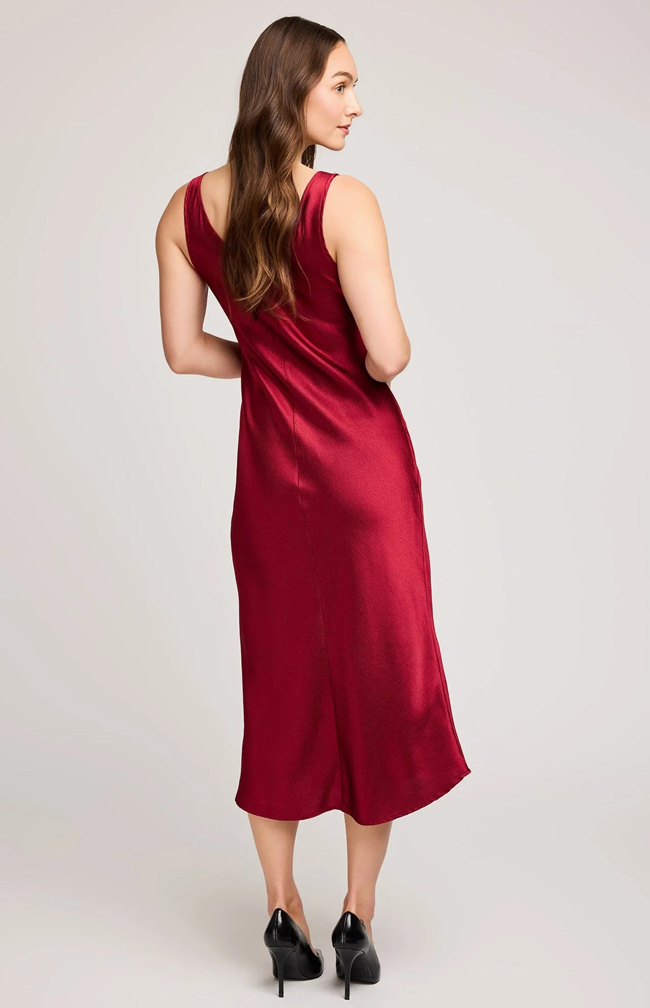 Astra Satin Dress In Crimson