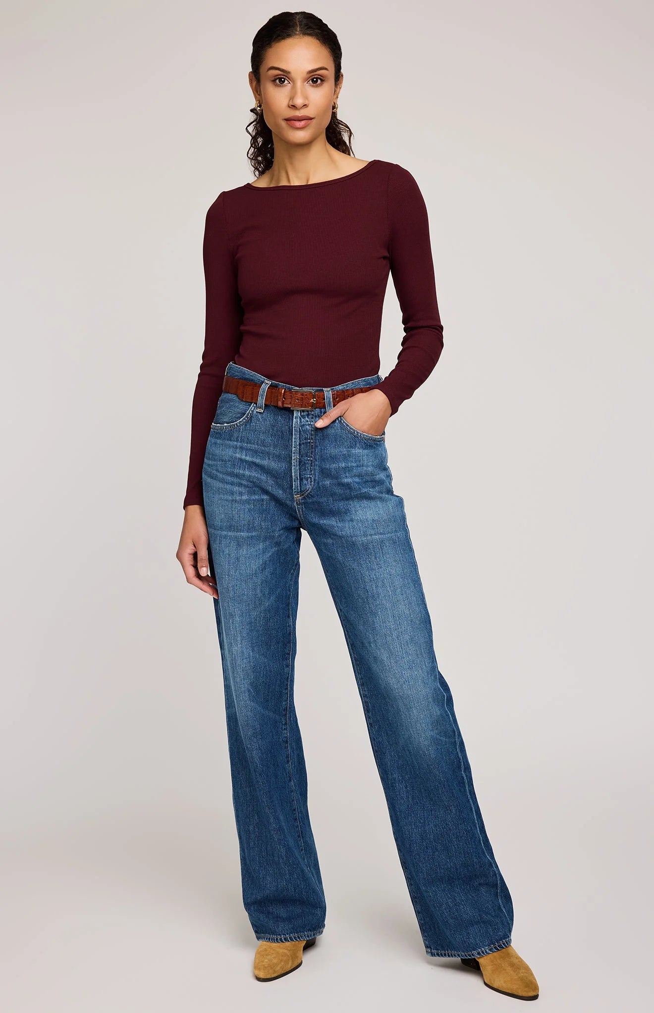 Ingrid Knit Top In Merlot