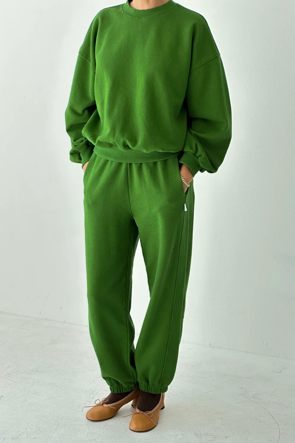 French Terry Balloon Pants In Avocado